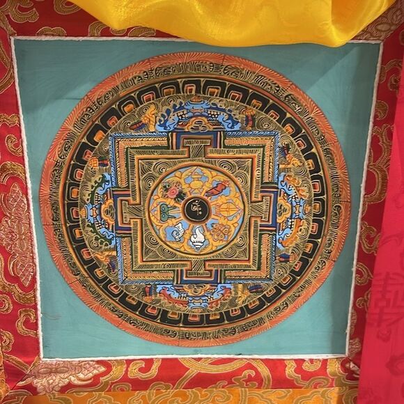 Genuine HandPainted Master Tanka Painting meditation wall hanging Silk Brocade - Picture 2 of 6